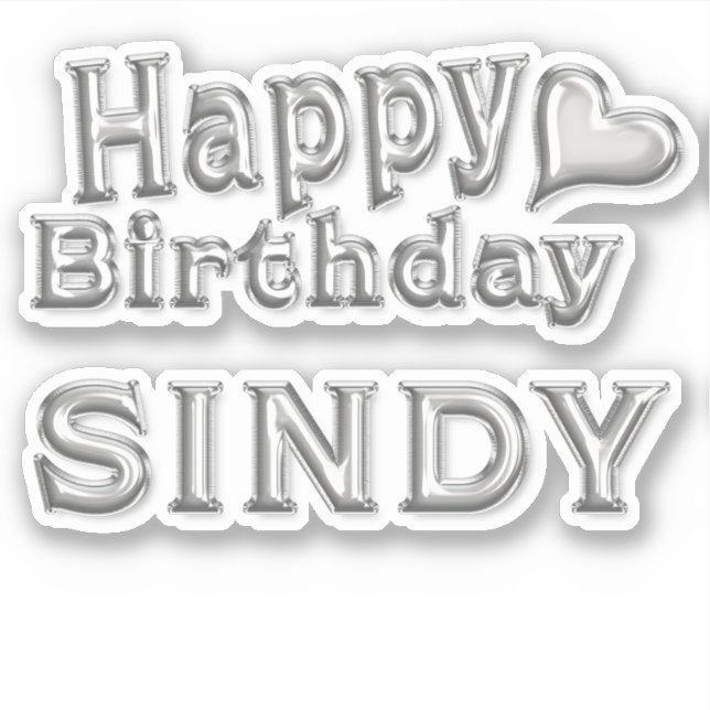 Pegatina Sindy Happy Birthday silver Aufkleber Sticker (Anverso)