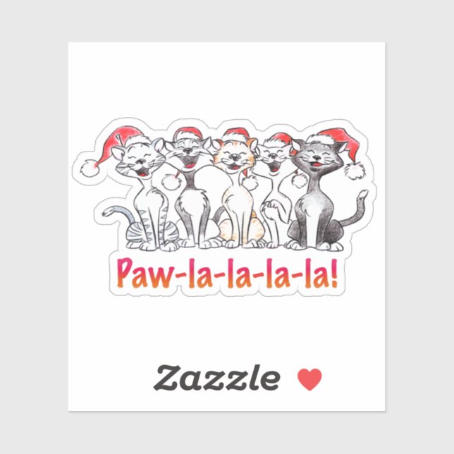 Pegatina Singing Christmas Cats with Santa Hats (Hoja)