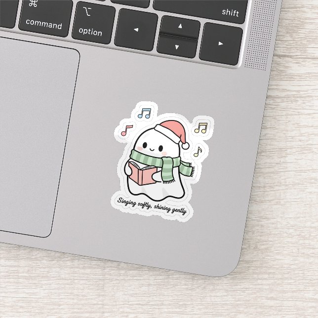 Pegatina Singing Softly Shining Gently Sticker | Cute Ghost (Detalle)