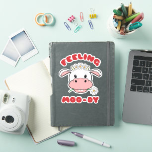 Pegatina Sintiéndose de mal humor   Cita divertida de vaca 