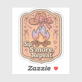 Pegatina Sip, S'more, Repeat - Retro Camp Badge