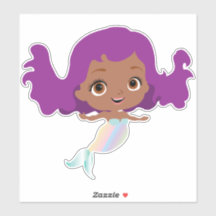 Sirena afroamericana con pelo morado