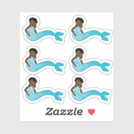 Pegatina Sirena azul afroamericana