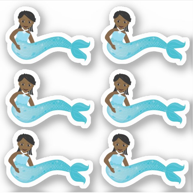 Pegatina Sirena azul afroamericana (Anverso)