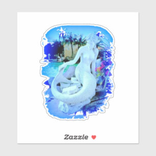 Pegatina Sirena Blanca Sentada Thunder_Cove