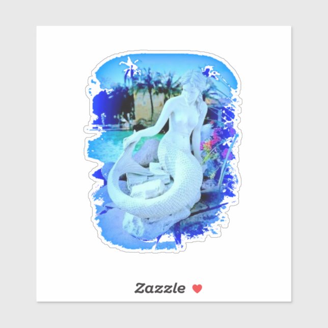 Pegatina Sirena Blanca Sentada Thunder_Cove (Hoja)