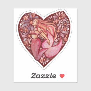 Pegatina Sirena de corazón