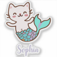 Sirena de gato Cute Girly Script Meowmaid Purmaid