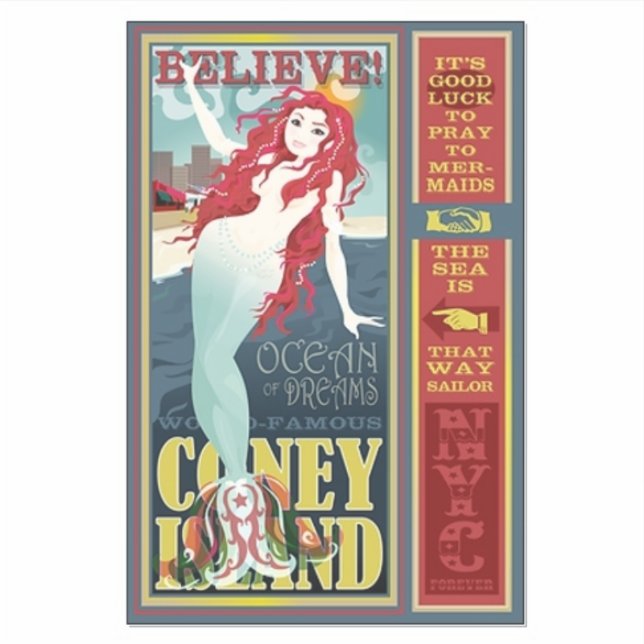 Pegatina sirena de la isla del coney rojo Thunder_Cove (Anverso)