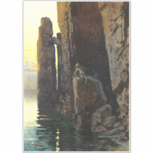 Pegatina Sirena del Mar Costero Muchacha Desnuda y Deseos A