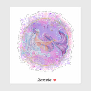 Pegatina Sirena divertida rosa de Renee Lavoie