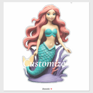 Pegatina Sirena pelirroja linda Thunder_Cove