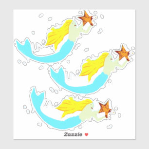 Pegatina Sirenas rubias lindas con la estrella Thunder_Cove