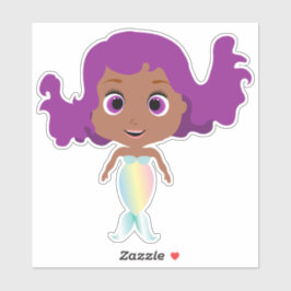 Pegatina Sirenita de piel oscura morada haitiana