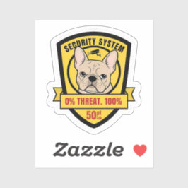 Pegatina Sistema de Seguridad Divertido Perro Francés Juez 
