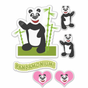 Pegatina Sistema lindo del oso de panda del dibujo animado
