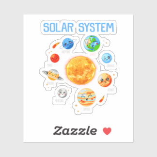 Pegatina Sistema solar planetas ciencia espacio niños Chica