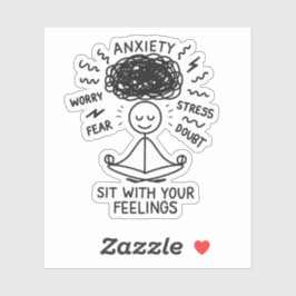 Pegatina Sit With Anxiety Mental Health Reminder Stickman