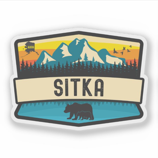 Pegatina Sitka, Alaska (Anverso)