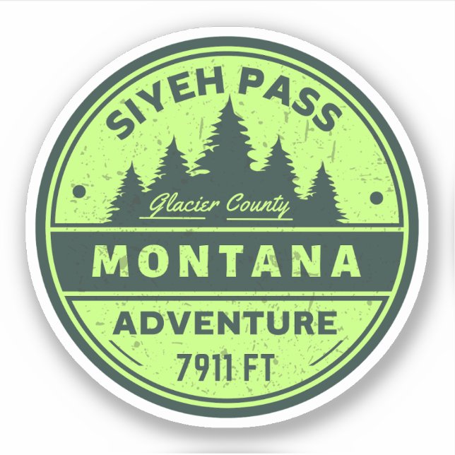 Pegatina siyeh pass montana senderos de senderismo (Anverso)