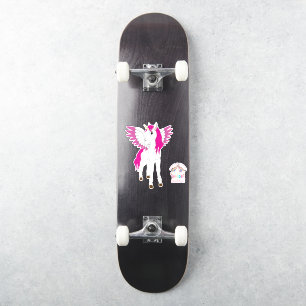 Pegatina Skateboard Pink Cute Unicornios