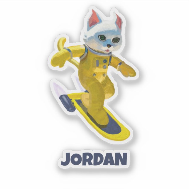 Pegatina Skateboard volador personalizado (Anverso)