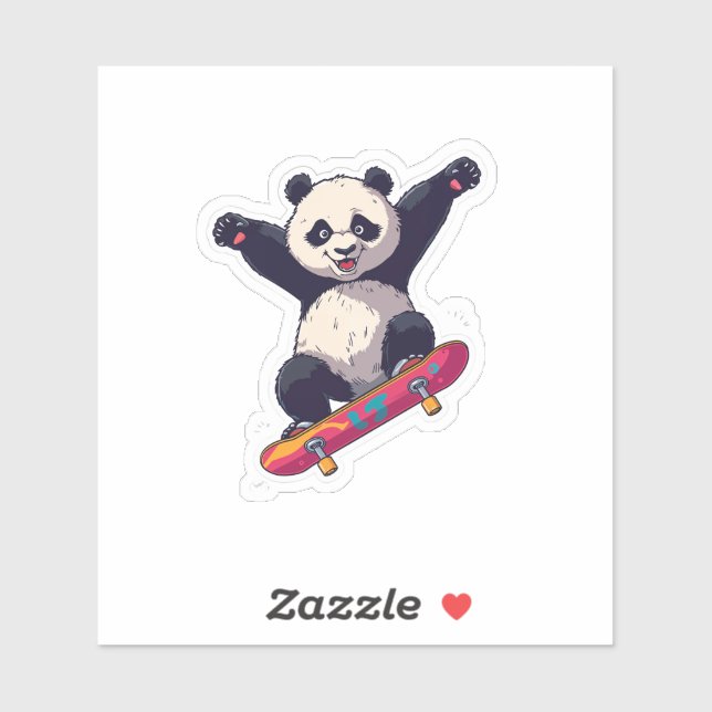 Pegatina Skater Panda Sticker – Cartoon Decal (Hoja)