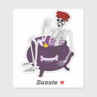 Pegatina Skeleton Bathing in Cauldron Sticker