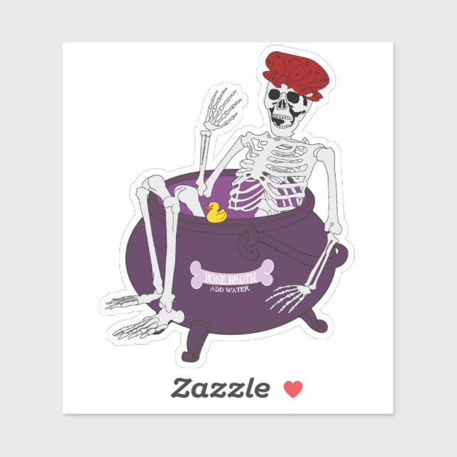 Pegatina Skeleton Bathing in Cauldron Sticker (Hoja)