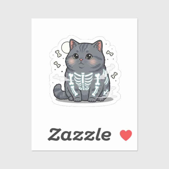 Pegatina Skeleton Brit - Gato británico de Shorthair espelu (Hoja)