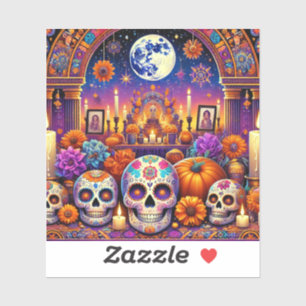 Pegatina Skeleton del cráneo del día de Halloween de los pe