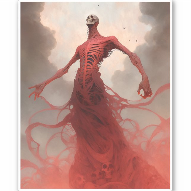 Pegatina Skeleton Demon Creature Horror oscuro (Anverso)