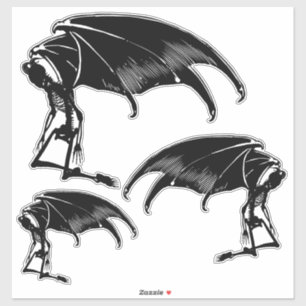Pegatina Skeleton Demon Fallen Angel Horror Goth art