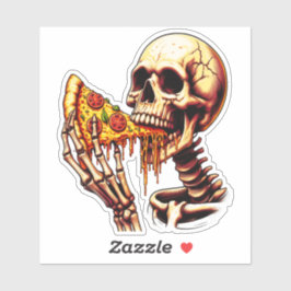 Pegatina Skeleton Eating Pizza 