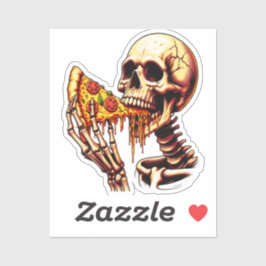 Pegatina Skeleton Eating Pizza 