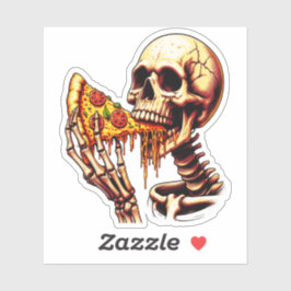 Pegatina Skeleton Eating Pizza