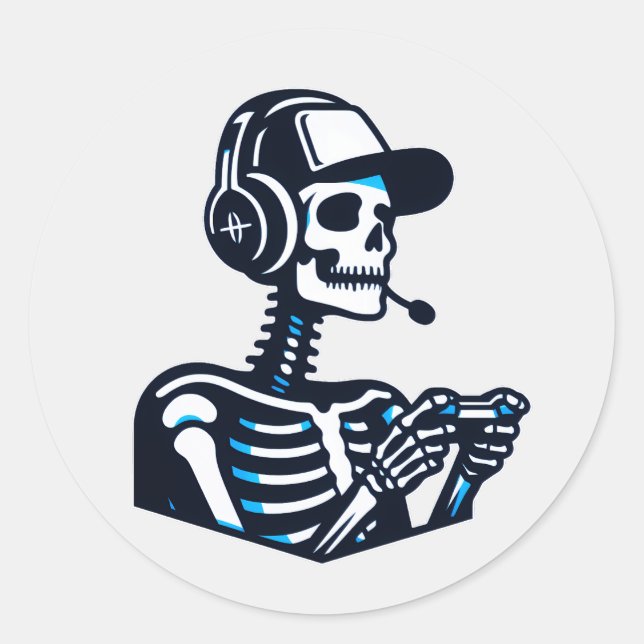 Pegatina Skeleton Gamer - Decoración de juegos par (Anverso)