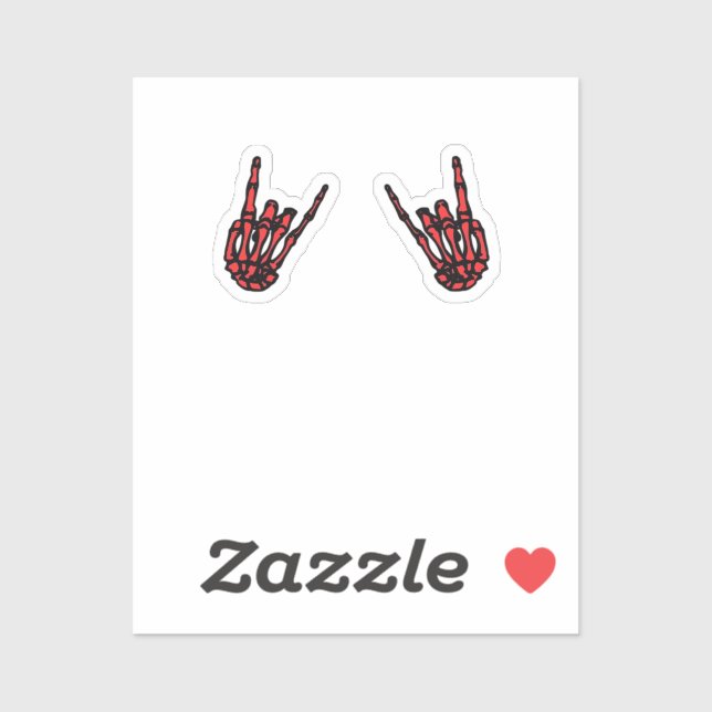 Pegatina Skeleton Hand Heart Roll & Red Classic (Hoja)