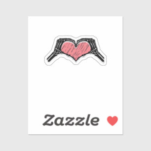 Pegatina Skeleton Hand Heart Rótulo Día de San Valentín Cla