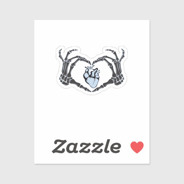 Pegatina Skeleton Heart Hands Classic Design para Halloween (Hoja)
