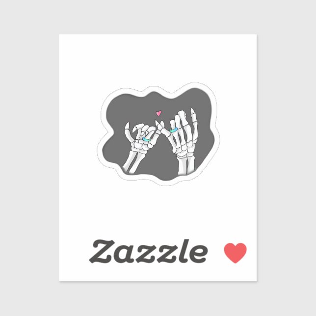 Pegatina Skeleton Heart Hands Promise (Hoja)