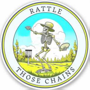 Pegatina Skeleton Play Disc Golf   Alargar esas cadenas