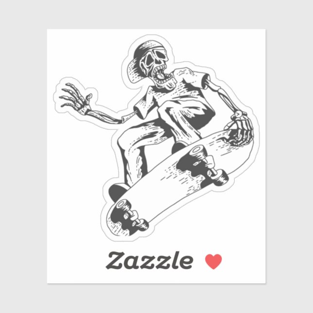 Pegatina Skeleton play skateboard (Hoja)