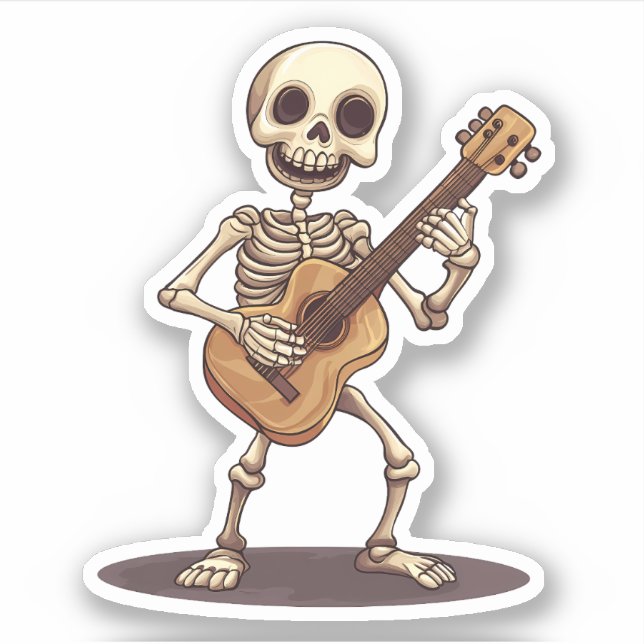 Pegatina Skeleton Tocando Guitarra (Anverso)