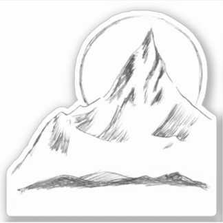 Pegatina Sketch de cumbres de montaña
