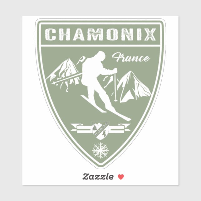 Pegatina Ski Chamonix Francia (Hoja)