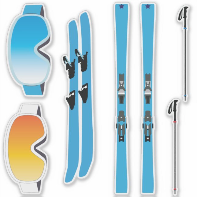 Pegatina Ski Equipment Sticker Set (Anverso)