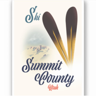 Pegatina Ski Summit County, poster de esquí de Utah.
