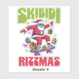 Pegatina Skibidi Rizzmas Santa on his Skate