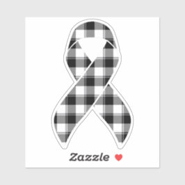 Pegatina Skin Cancer Awareness Plaid Black Ribbon Sticker